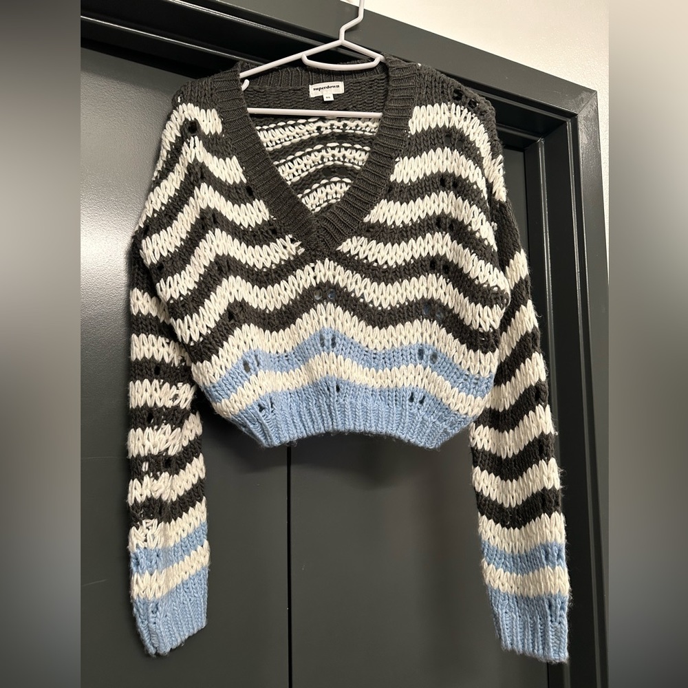 Superdown crop knitted crochet sweater XS